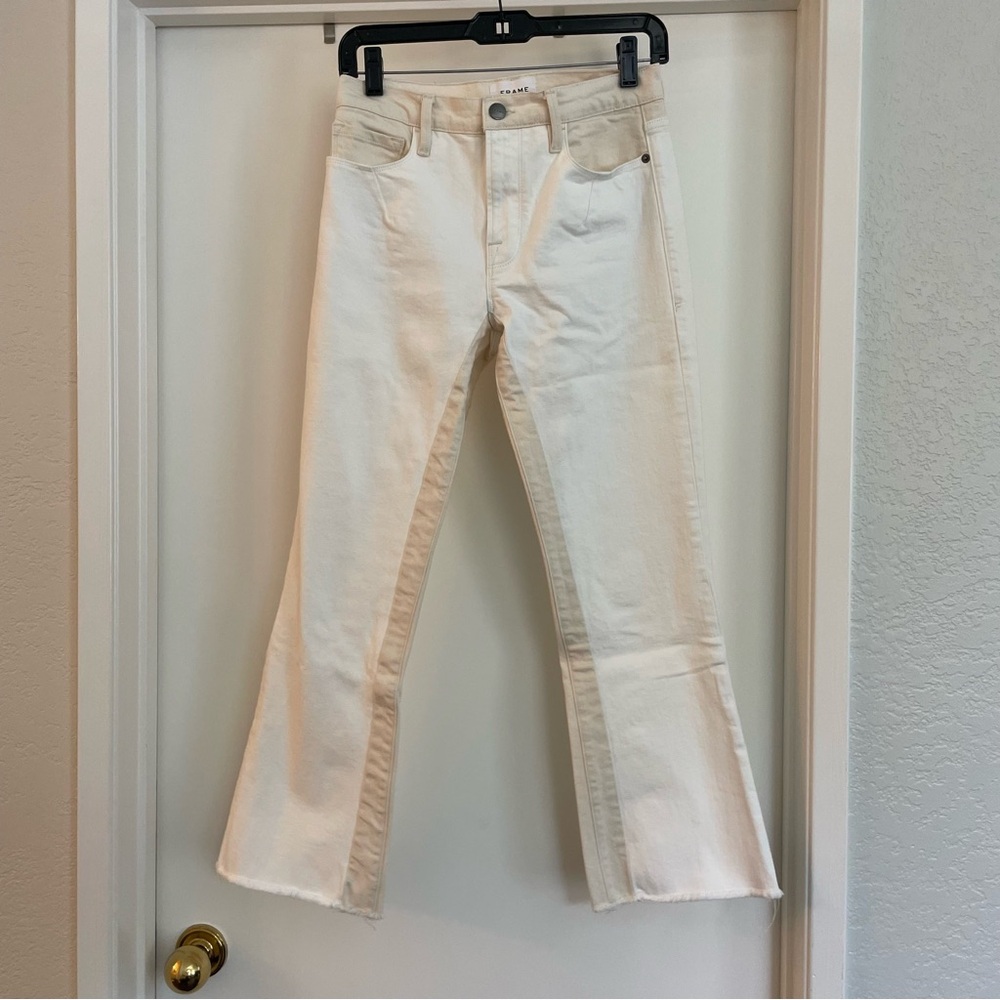 Frame Denim White Le Crop Mini Boot Jeans